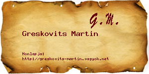 Greskovits Martin névjegykártya