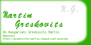 martin greskovits business card